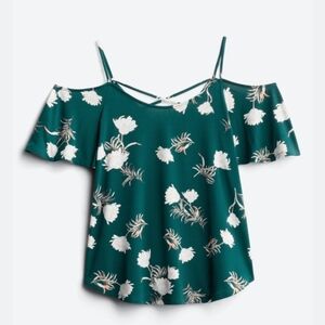 Floral Green Off-Shoulder Top - NWT!